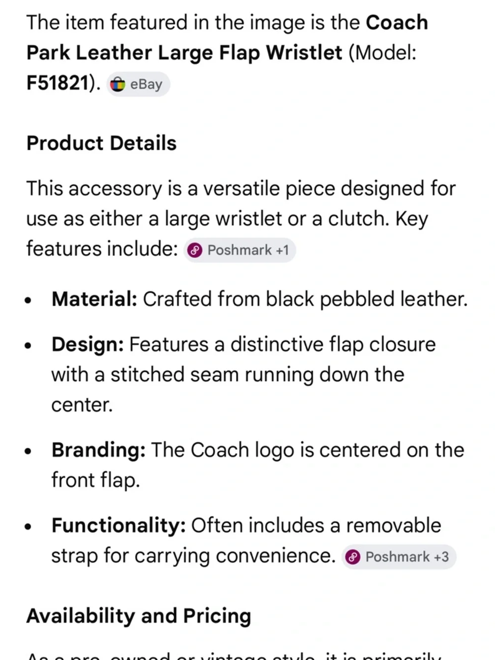 Coach Park large flap Black Pebbled Leather clutch - Picture 10 of 10